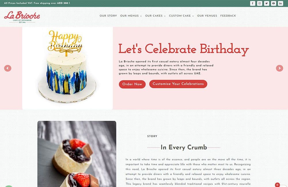 Screenshot of the La-Brioche website