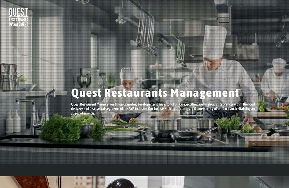Screenshot of the Quest Restaurants Management website
