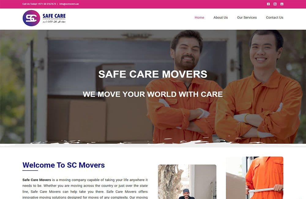 Screenshot of the Safe Care Furniture Transportation LLC website