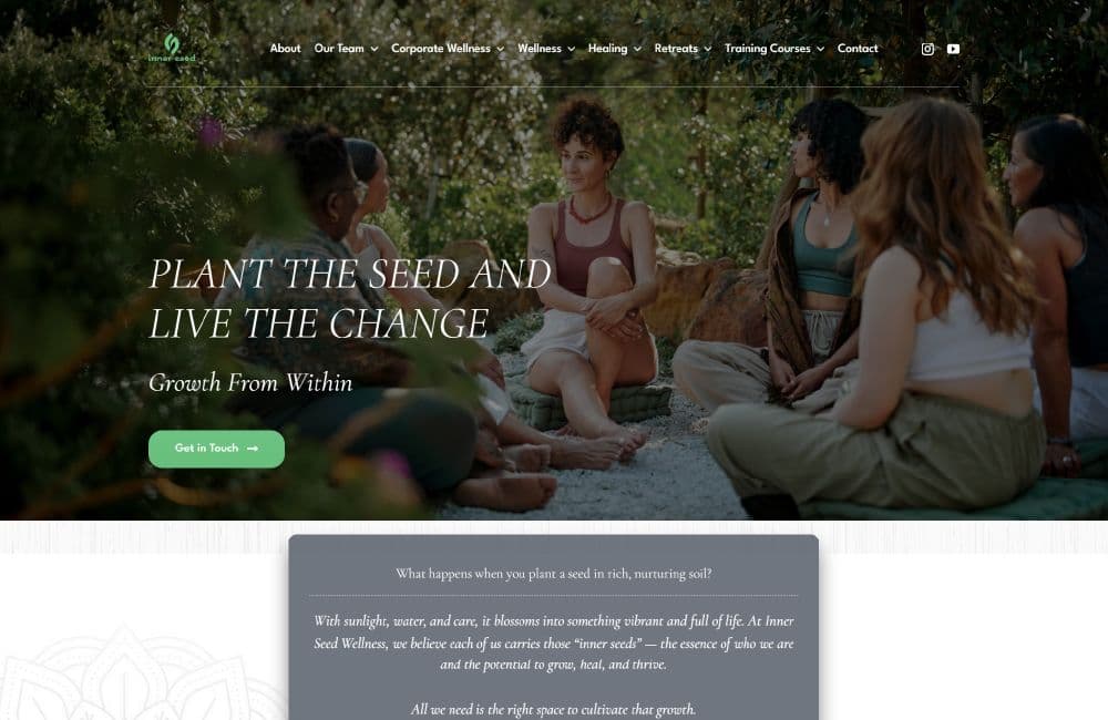 Screenshot of the Inner Seed UAE website