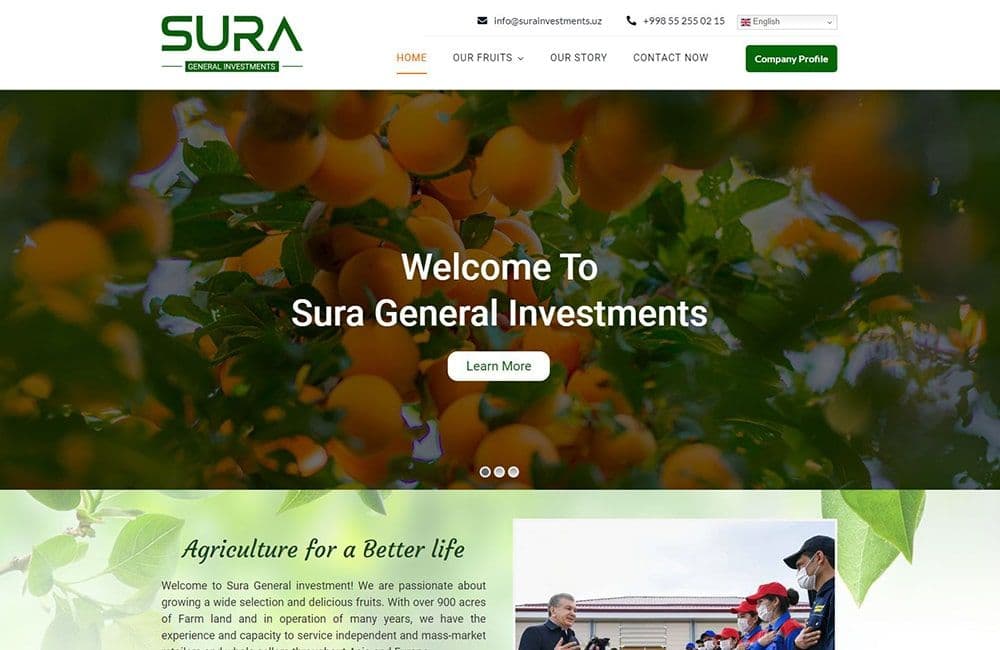 Screenshot of the Sura General Investment website